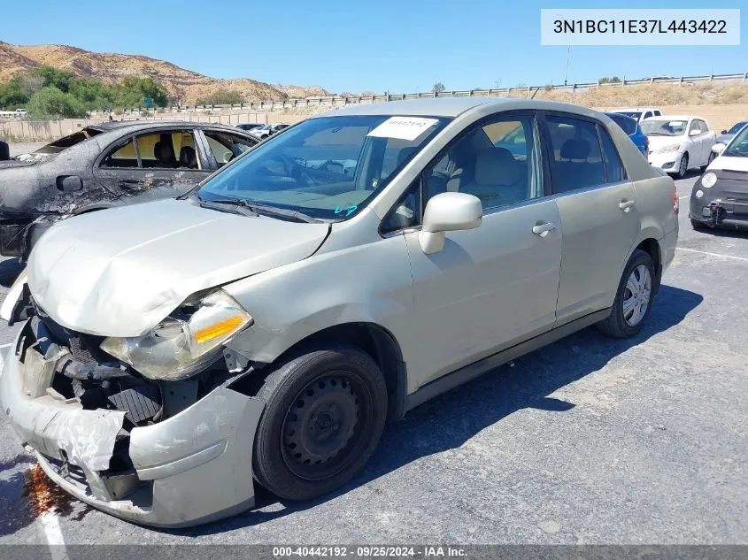 2007 Nissan Versa 1.8S VIN: 3N1BC11E37L443422 Lot: 40442192