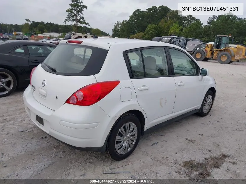 2007 Nissan Versa 1.8S VIN: 3N1BC13E07L451331 Lot: 40444627