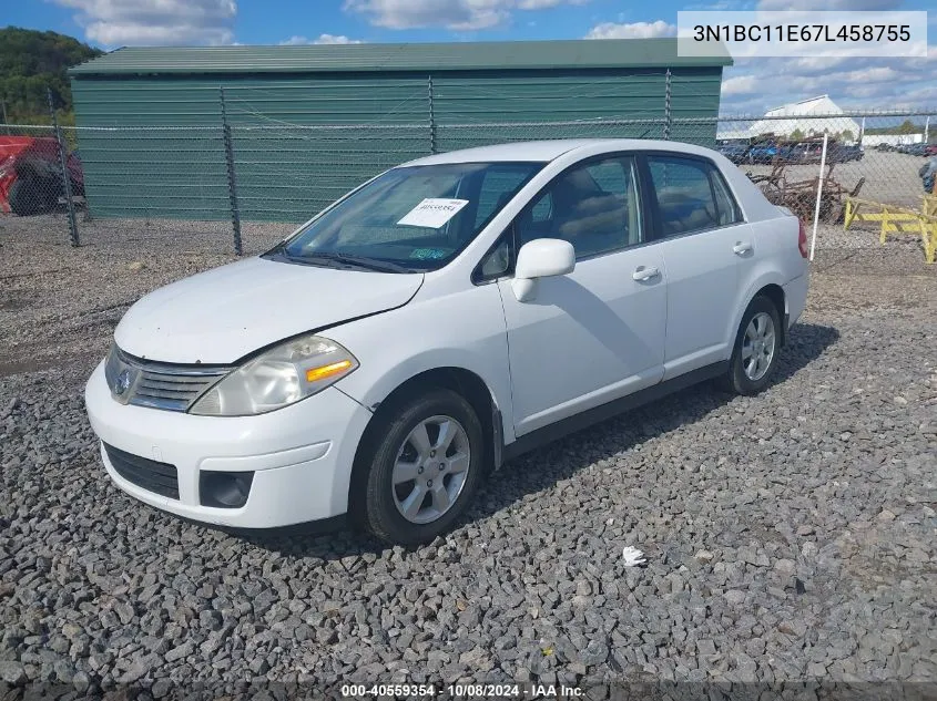 2007 Nissan Versa 1.8Sl VIN: 3N1BC11E67L458755 Lot: 40559354