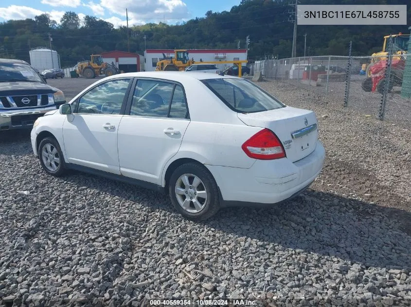 2007 Nissan Versa 1.8Sl VIN: 3N1BC11E67L458755 Lot: 40559354