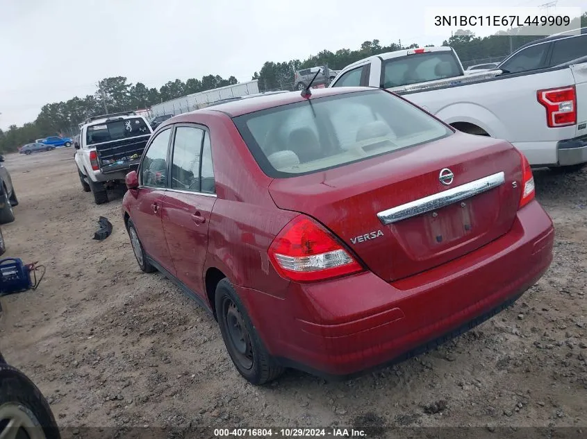 2007 Nissan Versa 1.8S VIN: 3N1BC11E67L449909 Lot: 40716804