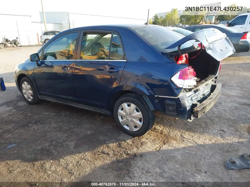 2007 Nissan Versa 1.8S VIN: 3N1BC11E47L430257 Lot: 40762578