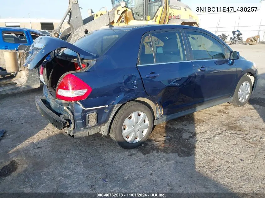 2007 Nissan Versa 1.8S VIN: 3N1BC11E47L430257 Lot: 40762578