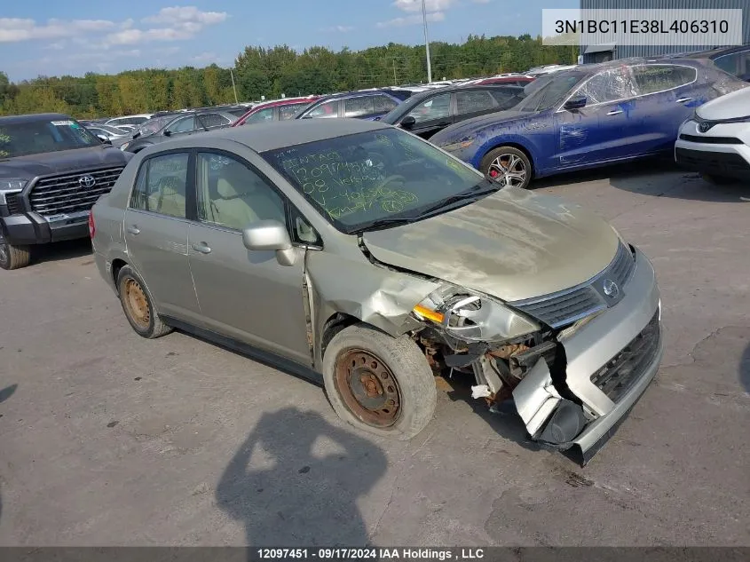 2008 Nissan Versa VIN: 3N1BC11E38L406310 Lot: 12097451