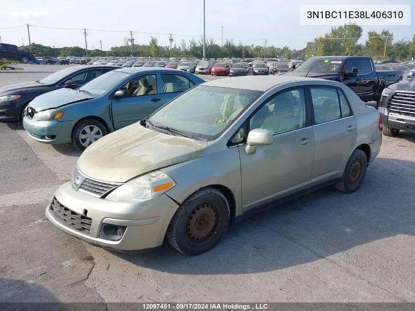 2008 Nissan Versa VIN: 3N1BC11E38L406310 Lot: 12097451