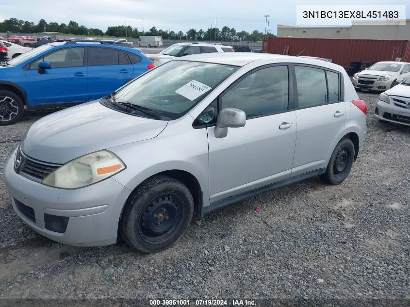 2008 Nissan Versa 1.8S VIN: 3N1BC13EX8L451483 Lot: 39851001