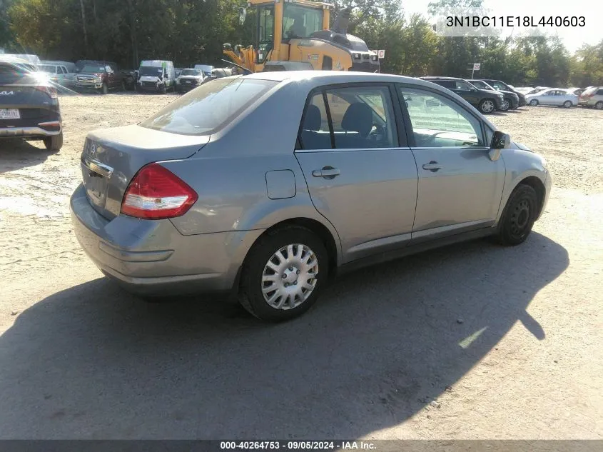 2008 Nissan Versa 1.8S VIN: 3N1BC11E18L440603 Lot: 40309783