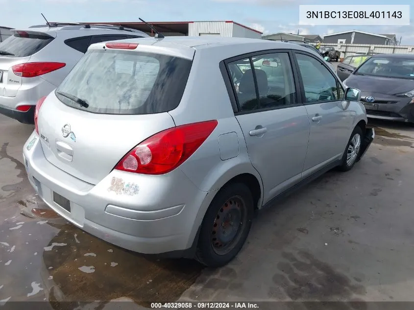 2008 Nissan Versa 1.8 S VIN: 3N1BC13E08L401143 Lot: 40329058