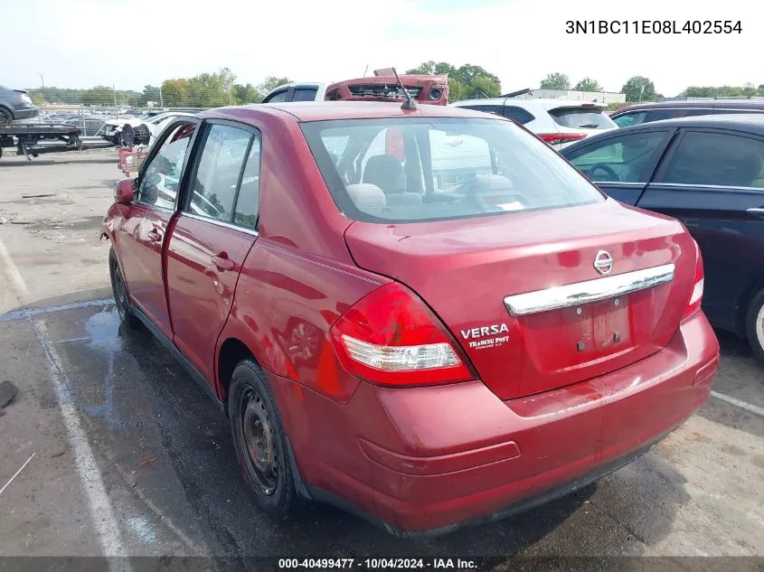 2008 Nissan Versa 1.8S VIN: 3N1BC11E08L402554 Lot: 40499477