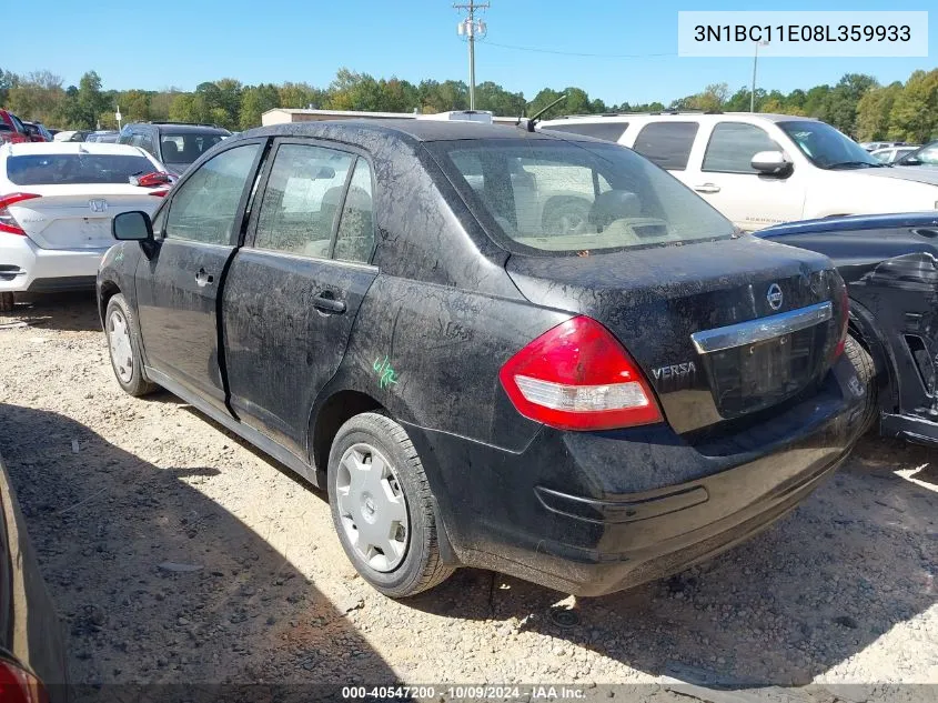 2008 Nissan Versa S/Sl VIN: 3N1BC11E08L359933 Lot: 40547200