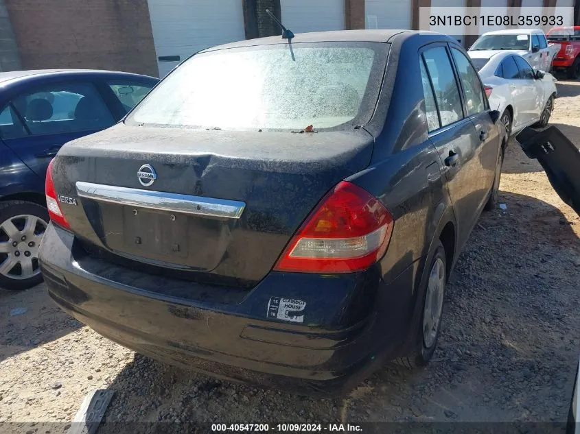 2008 Nissan Versa S/Sl VIN: 3N1BC11E08L359933 Lot: 40547200