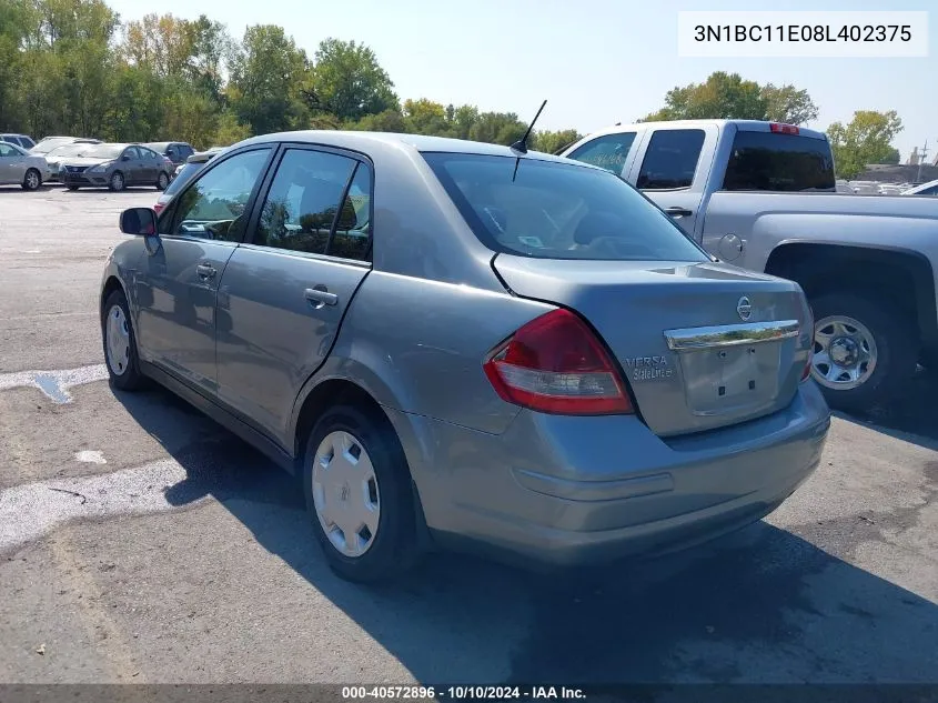 2008 Nissan Versa 1.8S VIN: 3N1BC11E08L402375 Lot: 40572896