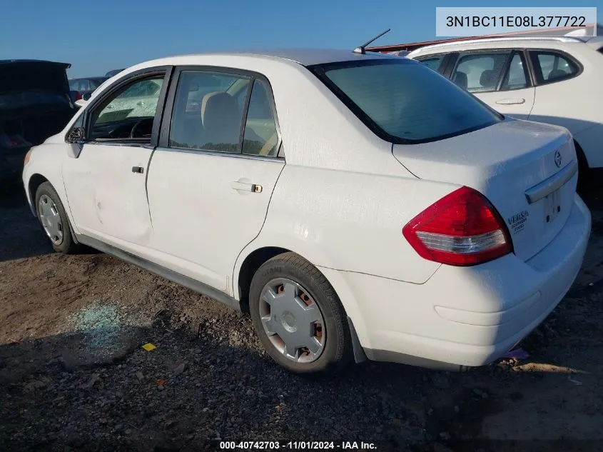 2008 Nissan Versa 1.8S VIN: 3N1BC11E08L377722 Lot: 40742703