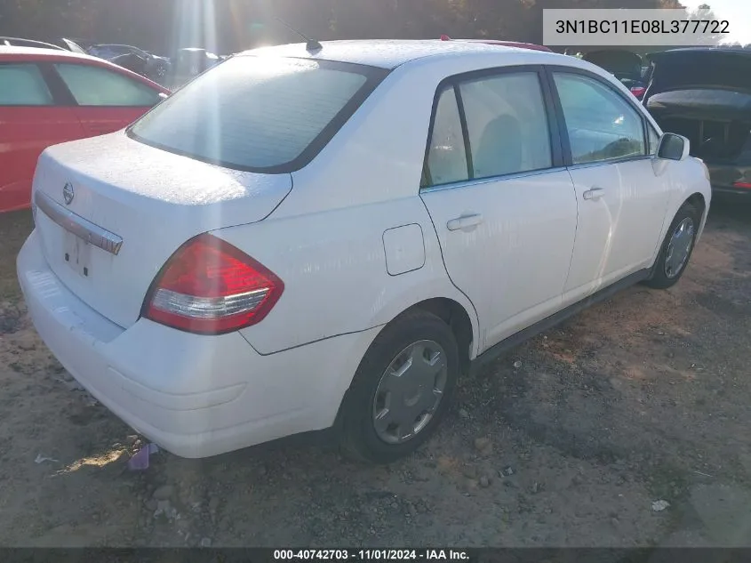 2008 Nissan Versa 1.8S VIN: 3N1BC11E08L377722 Lot: 40742703