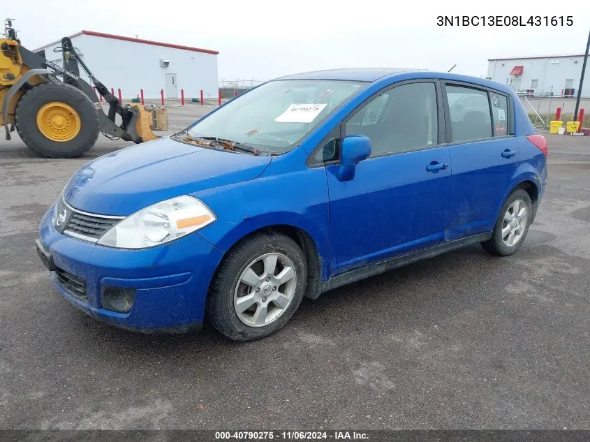 2008 Nissan Versa 1.8Sl VIN: 3N1BC13E08L431615 Lot: 40790275