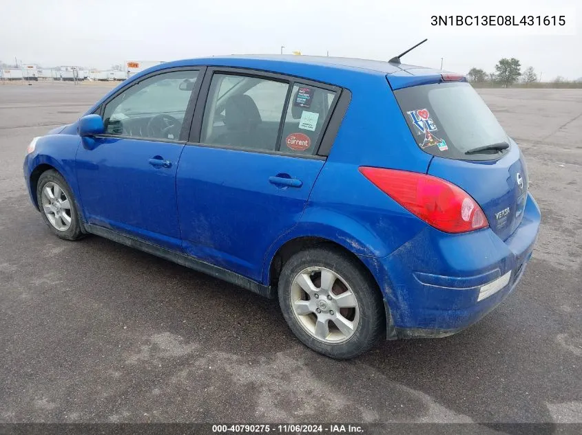 2008 Nissan Versa 1.8Sl VIN: 3N1BC13E08L431615 Lot: 40790275