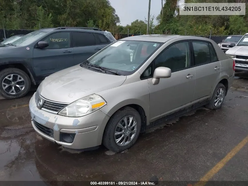 2009 Nissan Versa 1.8S VIN: 3N1BC11E19L434205 Lot: 40399181