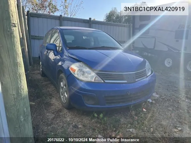 2010 Nissan Versa 1.8 S VIN: 3N1BC1CPXAL420919 Lot: 20176022