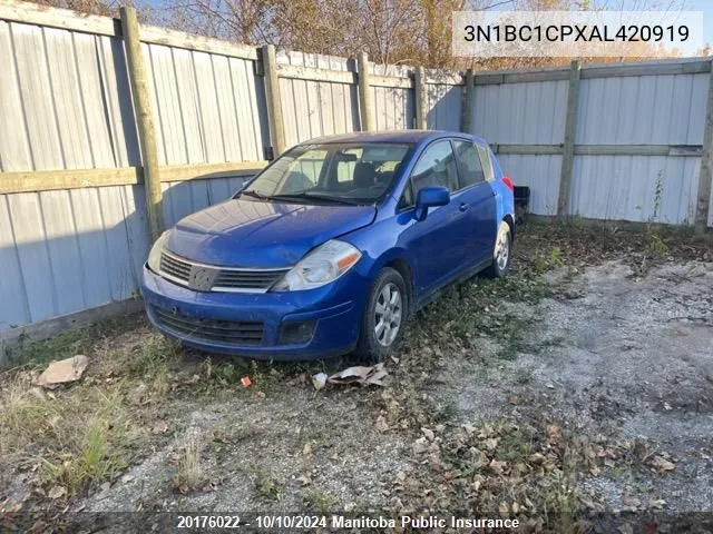 2010 Nissan Versa 1.8 S VIN: 3N1BC1CPXAL420919 Lot: 20176022