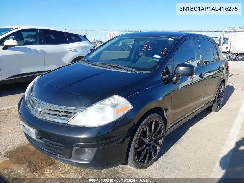 2010 Nissan Versa 1.8S VIN: 3N1BC1AP1AL416275 Lot: 40130240