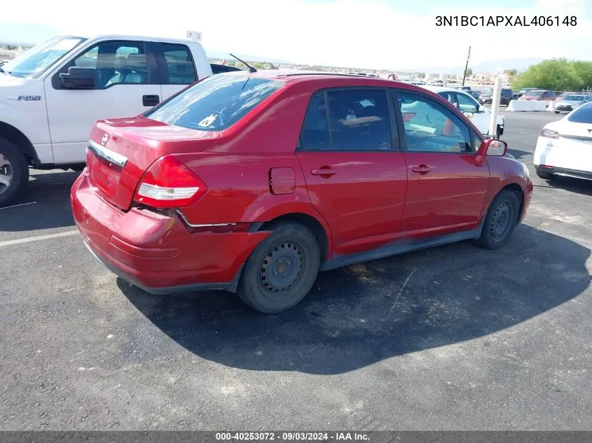 2010 Nissan Versa 1.8S VIN: 3N1BC1APXAL406148 Lot: 40253072