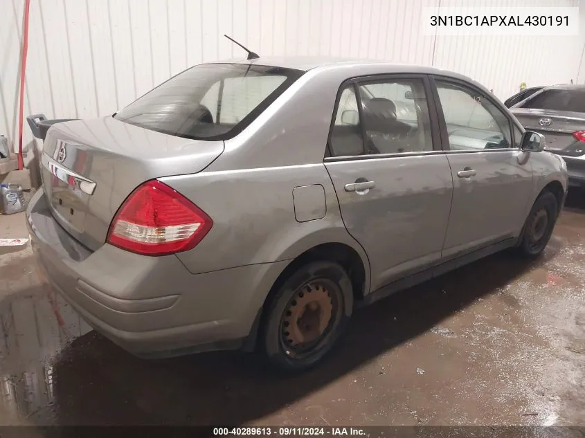 2010 Nissan Versa 1.8S VIN: 3N1BC1APXAL430191 Lot: 40289613