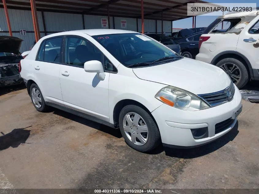 2010 Nissan Versa S/Sl VIN: 3N1BC1AP3AL422983 Lot: 40311336