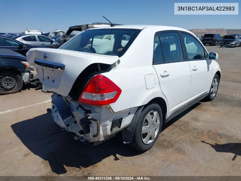 2010 Nissan Versa S/Sl VIN: 3N1BC1AP3AL422983 Lot: 40311336