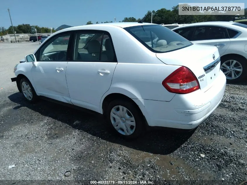 2010 Nissan Versa 1.8S VIN: 3N1BC1AP6AL378770 Lot: 40323779