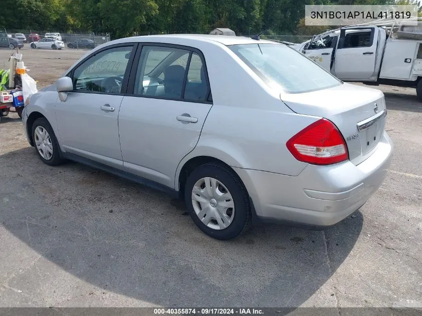 2010 Nissan Versa 1.8S/1.8Sl VIN: 3N1BC1AP1AL411819 Lot: 40355874