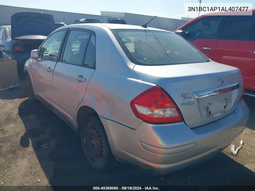 2010 Nissan Versa 1.8S VIN: 3N1BC1AP1AL407477 Lot: 40369080