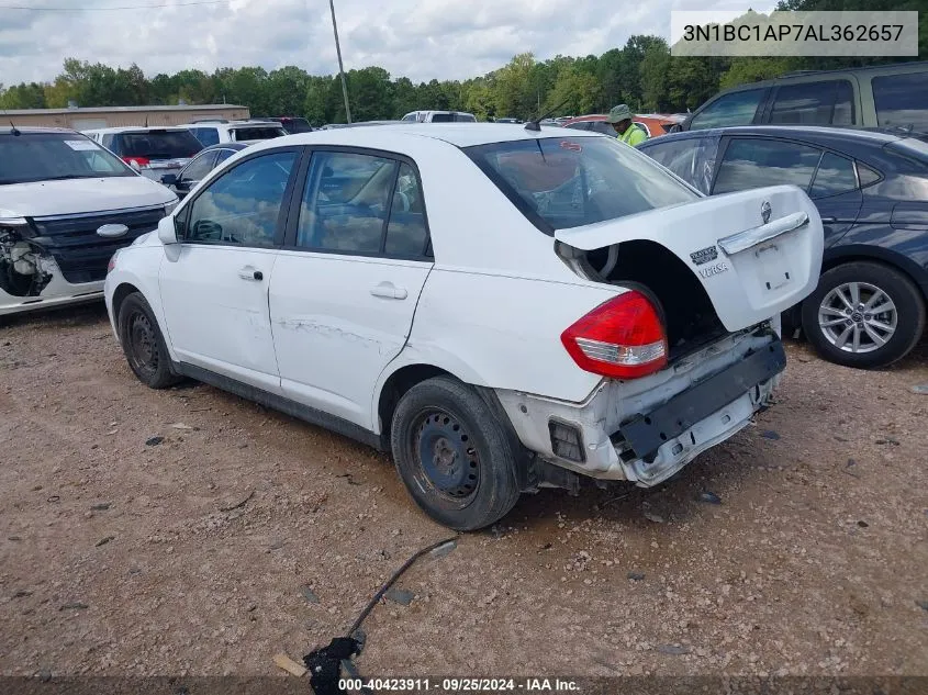 2010 Nissan Versa 1.8S VIN: 3N1BC1AP7AL362657 Lot: 40423911