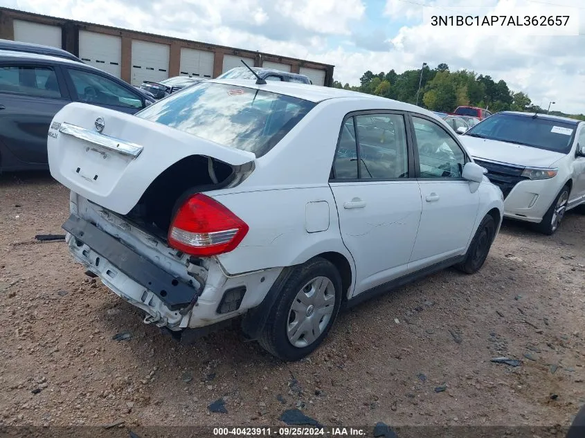 2010 Nissan Versa 1.8S VIN: 3N1BC1AP7AL362657 Lot: 40423911