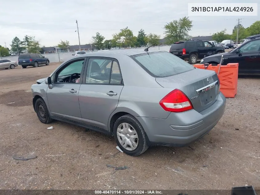 2010 Nissan Versa 1.8S VIN: 3N1BC1AP1AL424926 Lot: 40470114