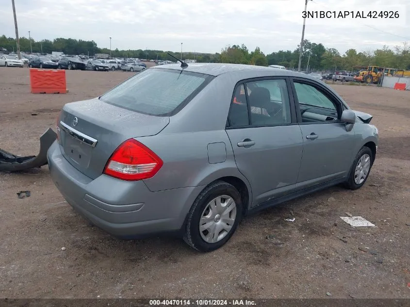 2010 Nissan Versa 1.8S VIN: 3N1BC1AP1AL424926 Lot: 40470114