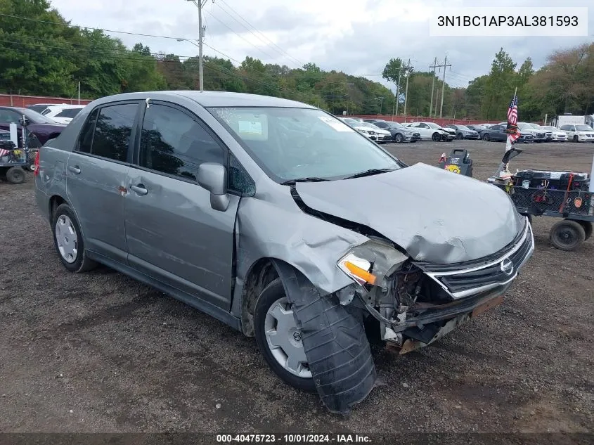 2010 Nissan Versa 1.8S VIN: 3N1BC1AP3AL381593 Lot: 40475723