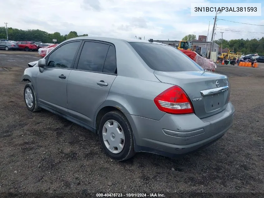 2010 Nissan Versa 1.8S VIN: 3N1BC1AP3AL381593 Lot: 40475723