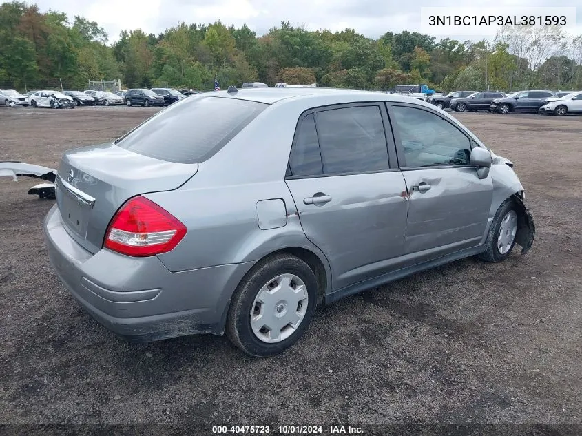 2010 Nissan Versa 1.8S VIN: 3N1BC1AP3AL381593 Lot: 40475723