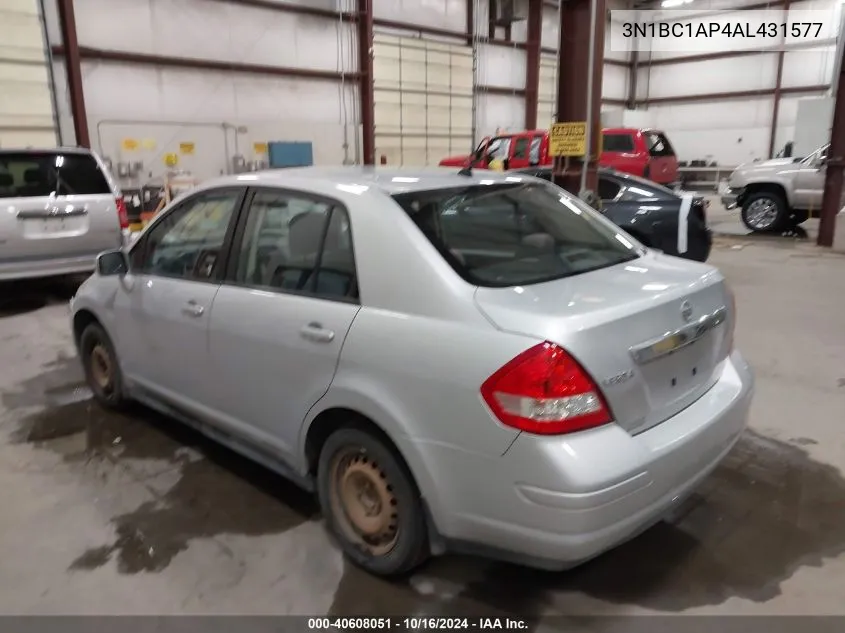 2010 Nissan Versa 1.8S VIN: 3N1BC1AP4AL431577 Lot: 40608051