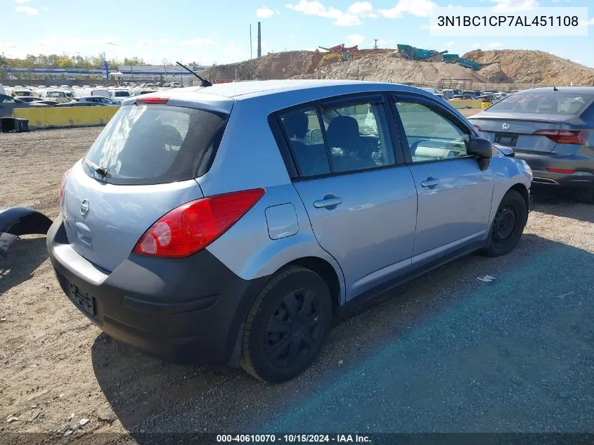 2010 Nissan Versa 1.8S VIN: 3N1BC1CP7AL451108 Lot: 40610070