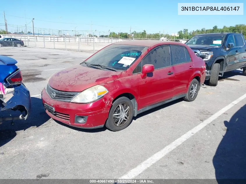 2010 Nissan Versa 1.8S VIN: 3N1BC1AP8AL406147 Lot: 40667490