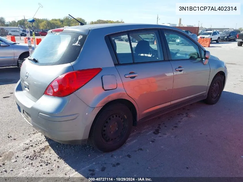 2010 Nissan Versa 1.8S VIN: 3N1BC1CP7AL402314 Lot: 40727114