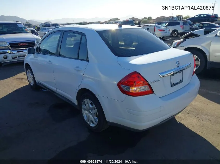 2010 Nissan Versa 1.8S VIN: 3N1BC1AP1AL420875 Lot: 40921574