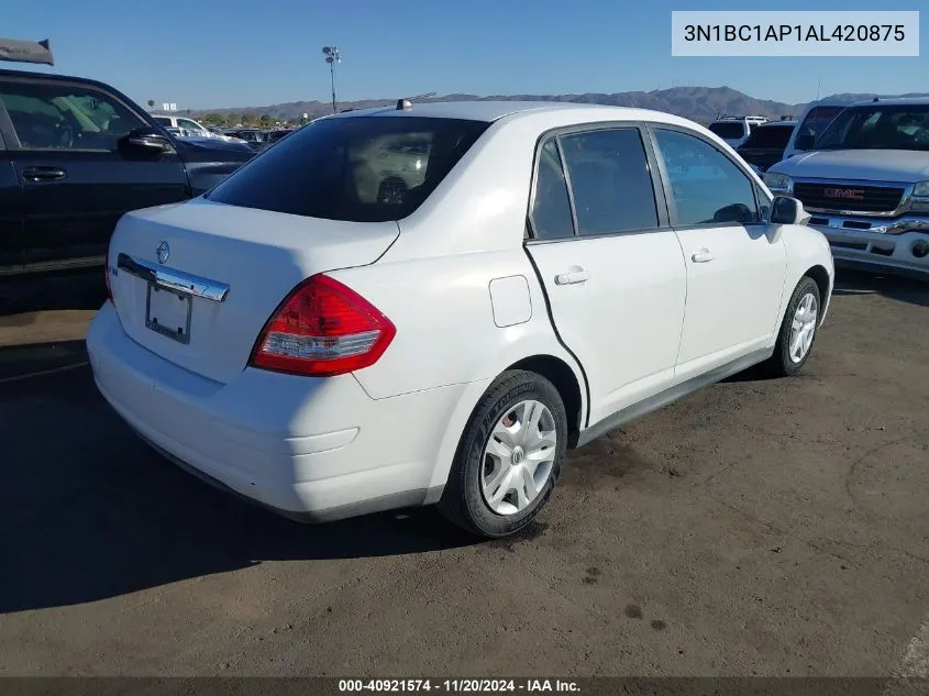 2010 Nissan Versa 1.8S VIN: 3N1BC1AP1AL420875 Lot: 40921574