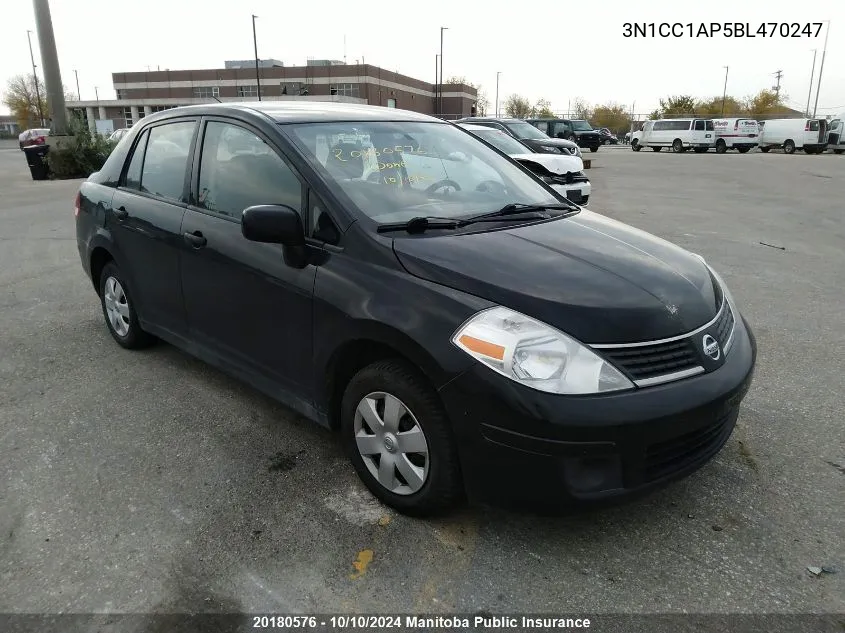 2011 Nissan Versa 1.6 S VIN: 3N1CC1AP5BL470247 Lot: 20180576