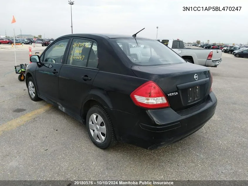 2011 Nissan Versa 1.6 S VIN: 3N1CC1AP5BL470247 Lot: 20180576