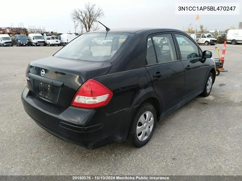 2011 Nissan Versa 1.6 S VIN: 3N1CC1AP5BL470247 Lot: 20180576