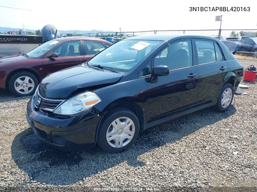 2011 Nissan Versa 1.8S VIN: 3N1BC1AP8BL420163 Lot: 39878050