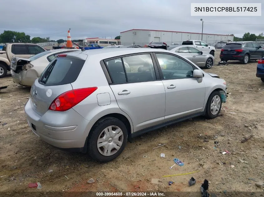 2011 Nissan Versa S/Sl VIN: 3N1BC1CP8BL517425 Lot: 39954605