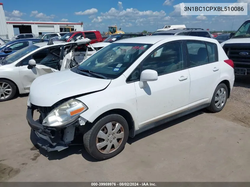 2011 Nissan Versa 1.8S VIN: 3N1BC1CPXBL510086 Lot: 39959976